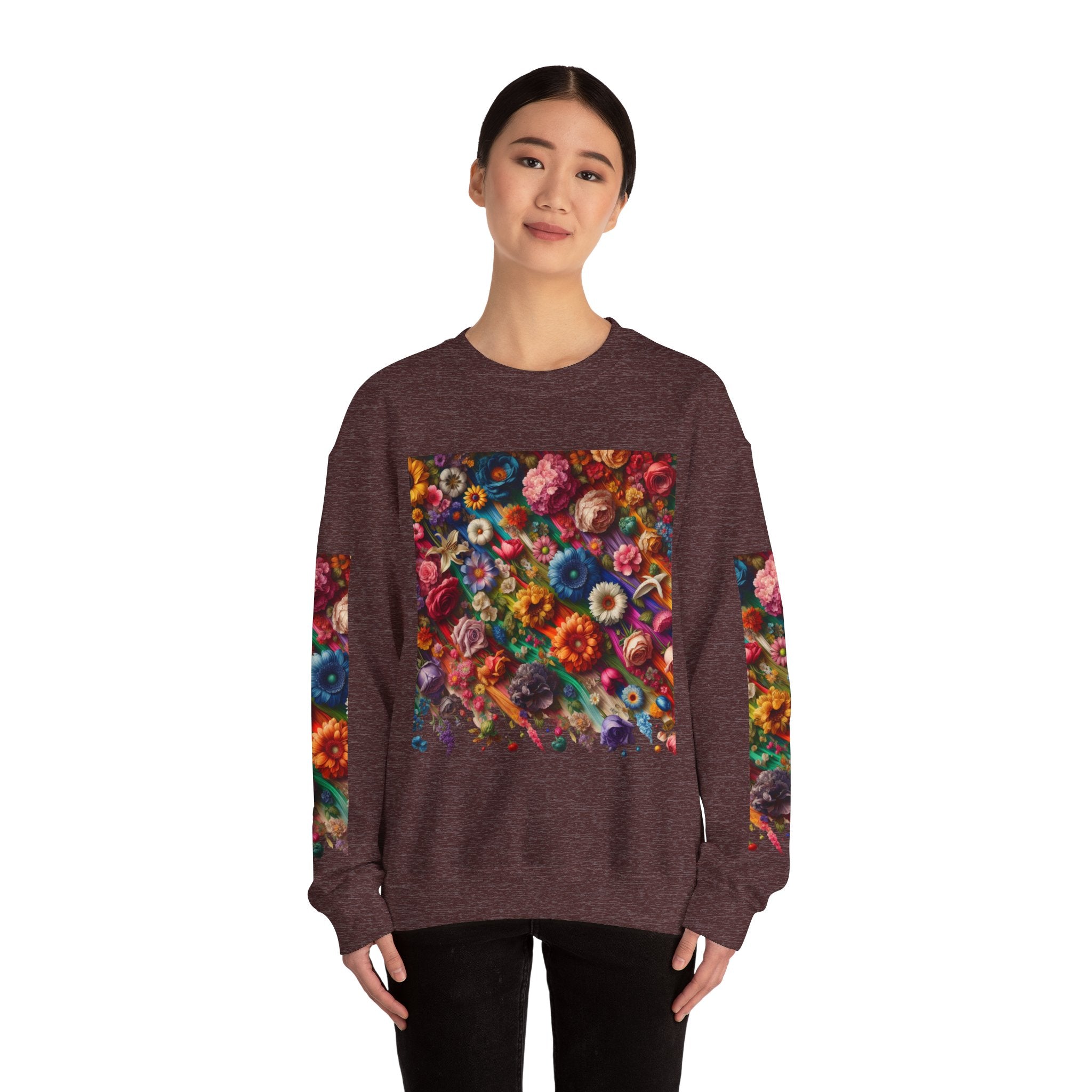Vibrant Floral Sweatshirt, Colorful Crewneck, Cozy Unisex Pullover, Artistic Gift, Casual Style