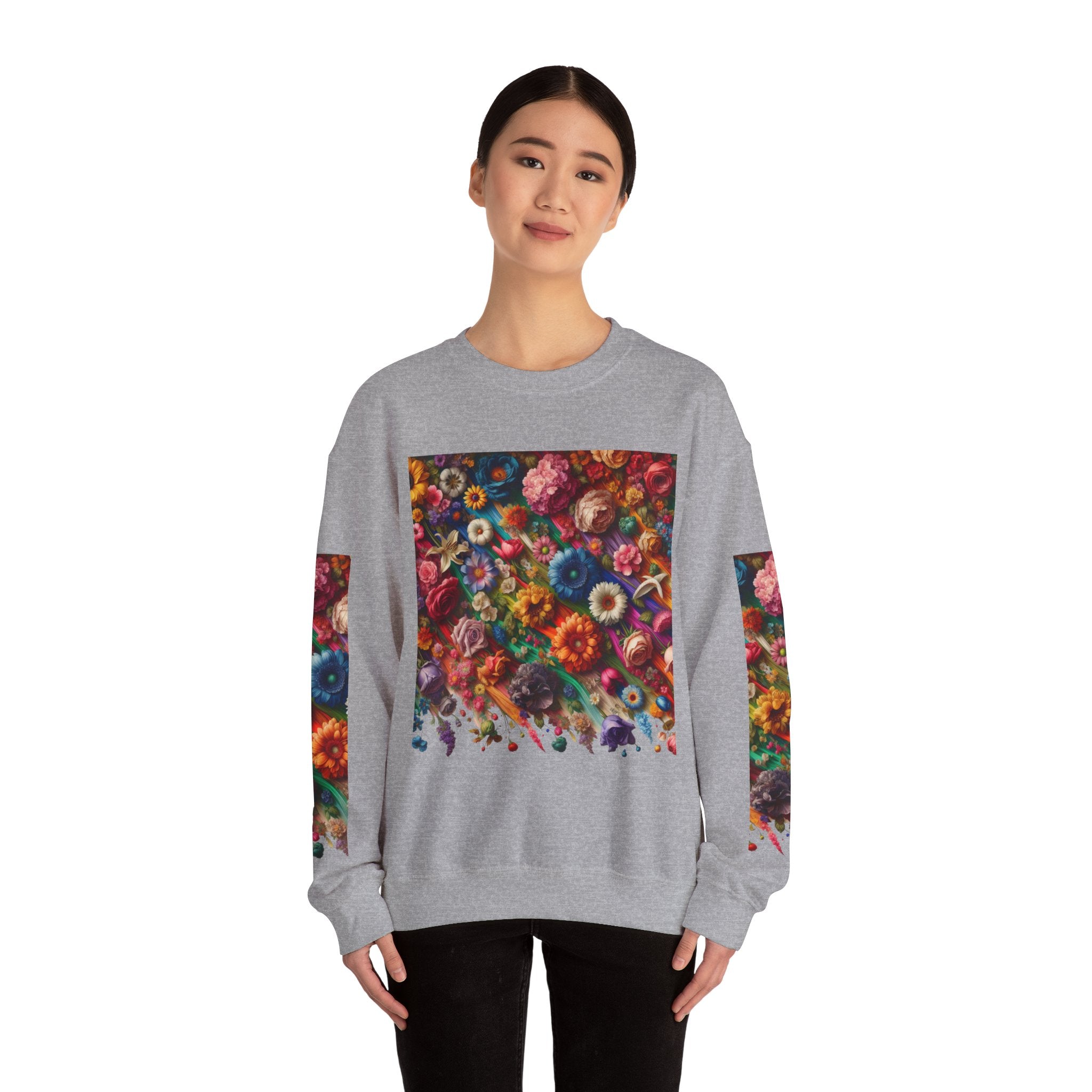 Vibrant Floral Sweatshirt, Colorful Crewneck, Cozy Unisex Pullover, Artistic Gift, Casual Style