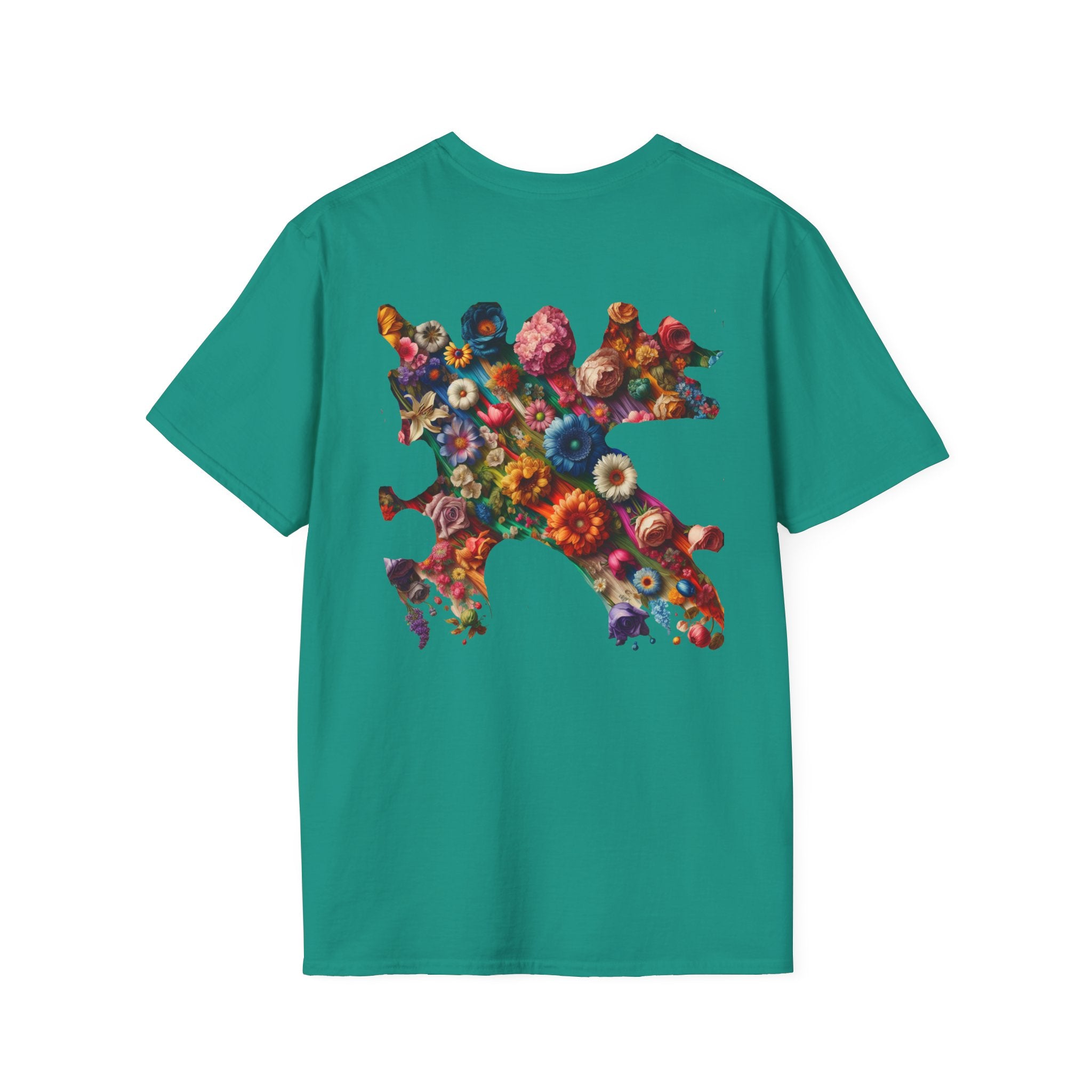 Vibrant Floral Graphic Tee, Unisex Softstyle T-Shirt for Nature Lovers, Art Enthusiasts, Gift for Her, Gift for Him