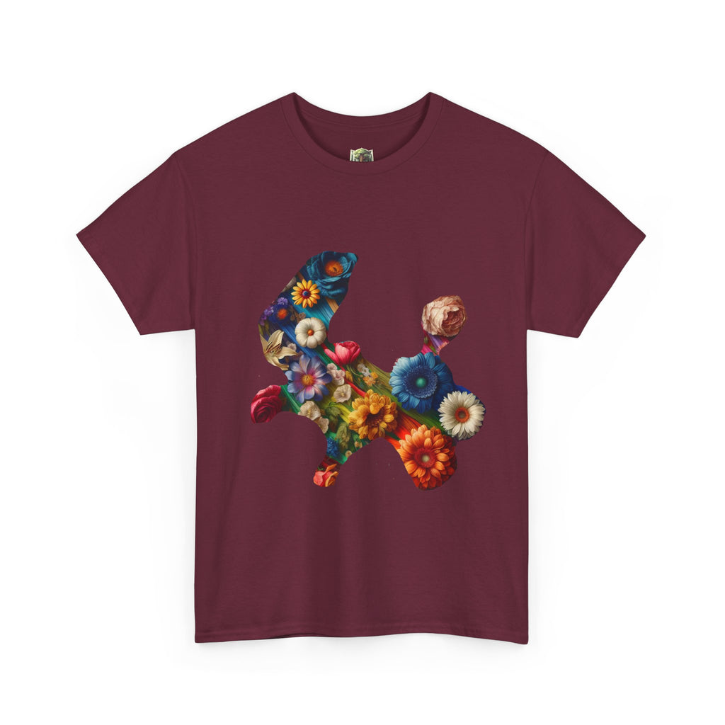 Floral Rabbit Tee, Unisex Art Tee, Cute Graphic T-Shirt, Casual Gift, Spring Outfit, Botanical Shirt