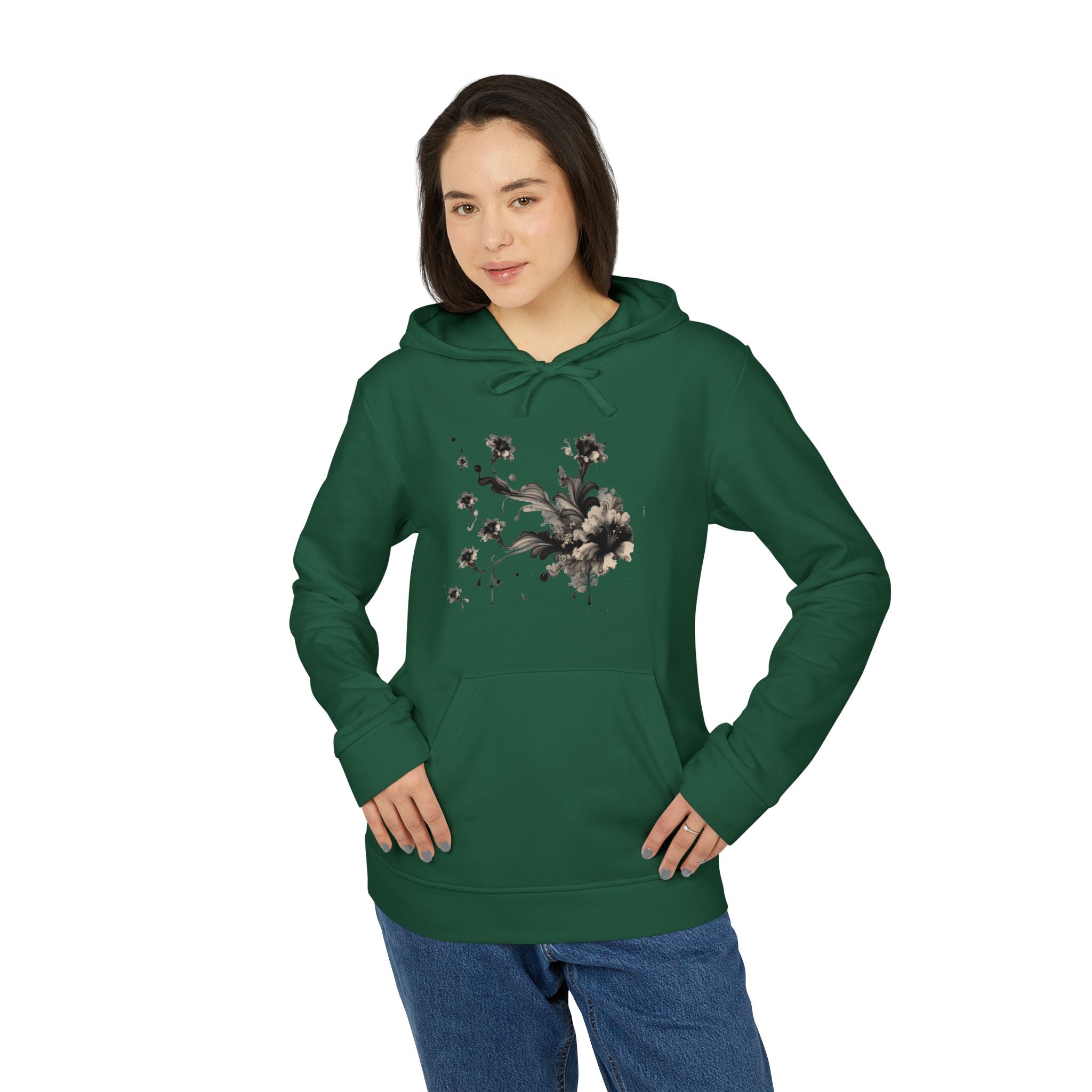 Artistic Rose Graphic Fleece Hoodie, Cozy Unisex Hoodie, Spring Fashion Hoodie, Casual Wear Hoodie, Gift for Her