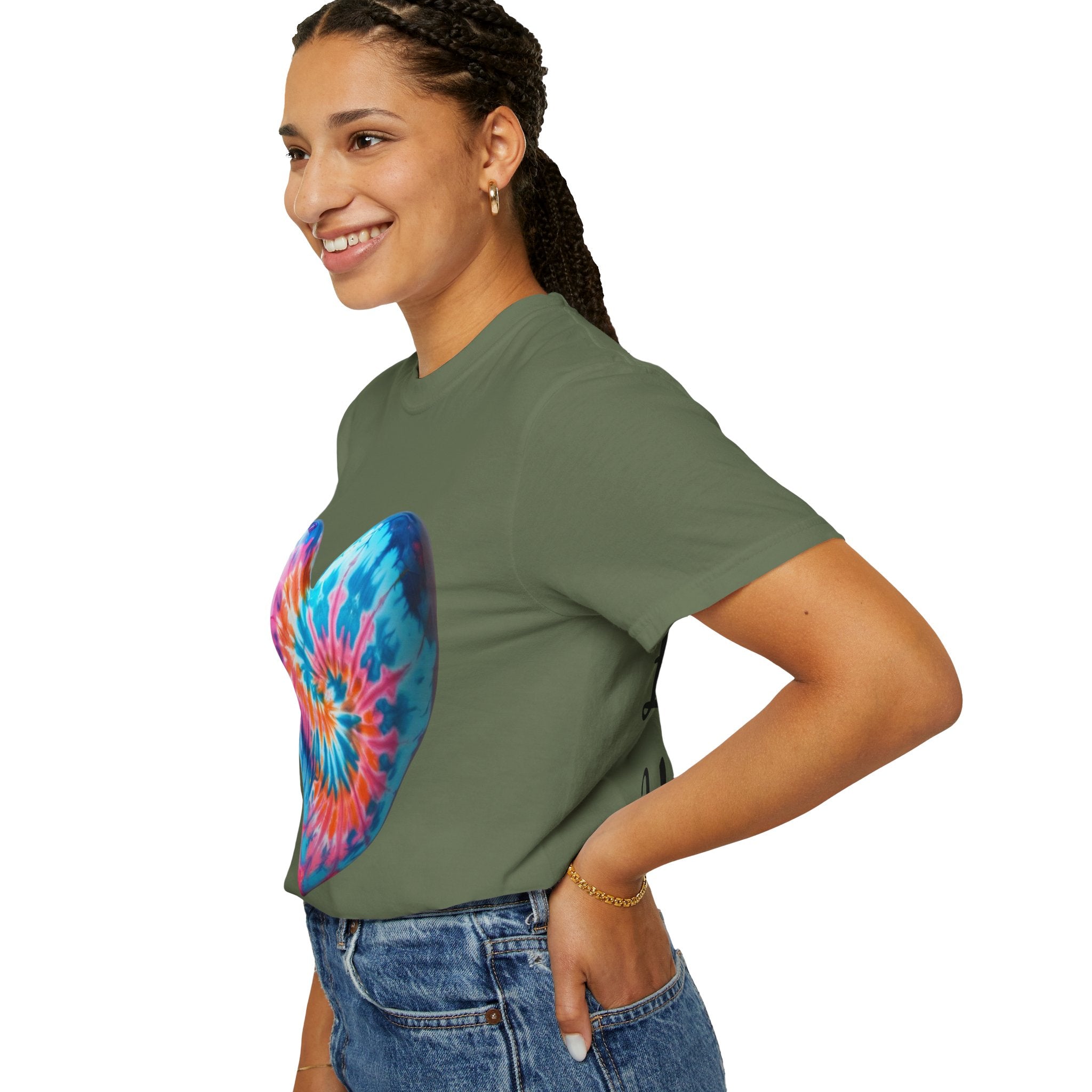 Heart Tie-Dye T-Shirt with 'Nannas Love is Unmatched' Design, Gift for Grandma, Summer Vibe Tee, Casual Wear, Birthday Gift