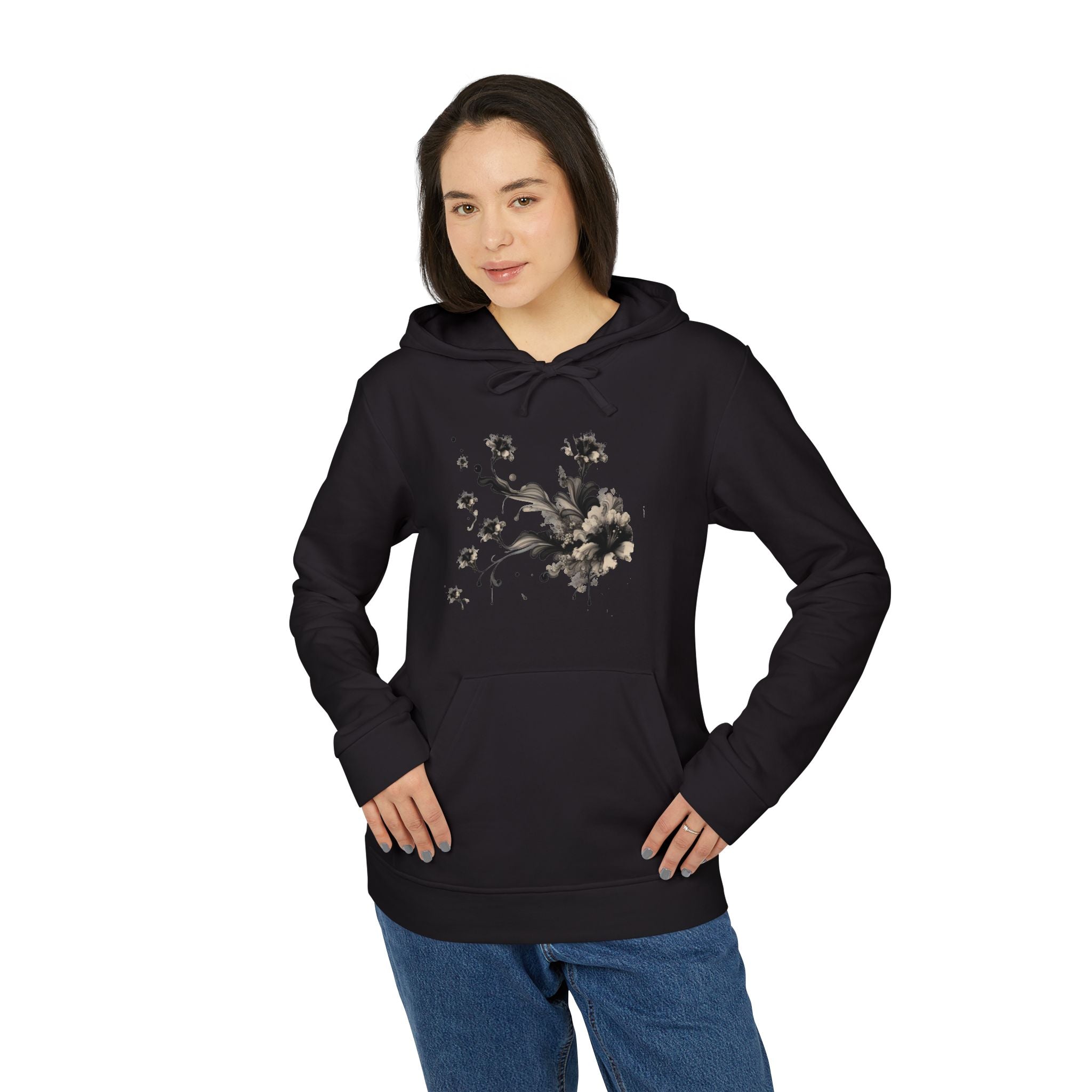 Artistic Rose Graphic Fleece Hoodie, Cozy Unisex Hoodie, Spring Fashion Hoodie, Casual Wear Hoodie, Gift for Her