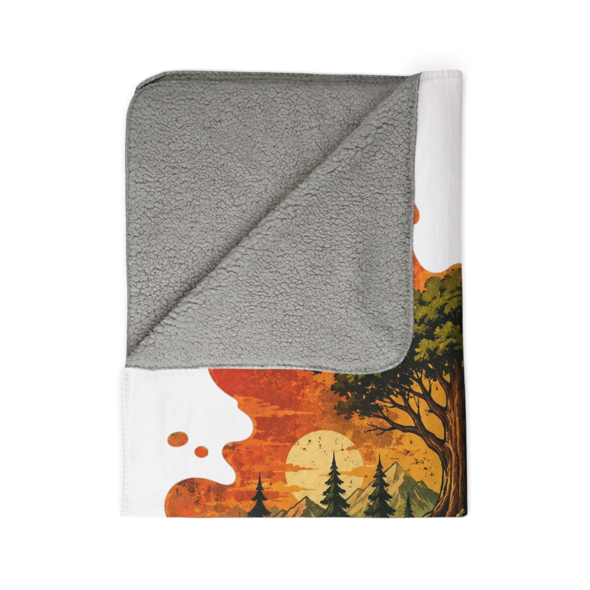 Nature Splash Sherpa Blanket — Tree & Forest Scenic Fleece Throw