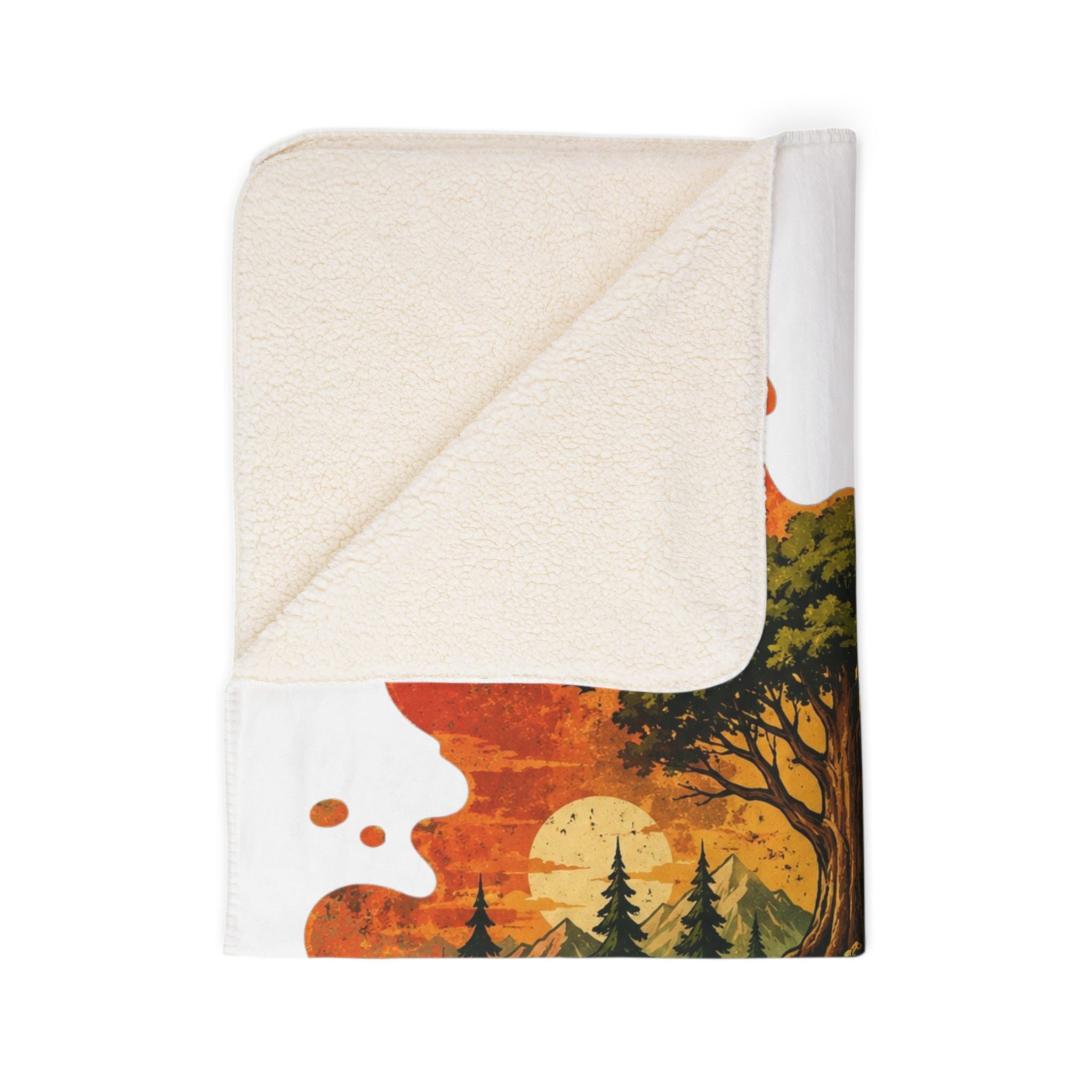 Nature Splash Sherpa Blanket — Tree & Forest Scenic Fleece Throw