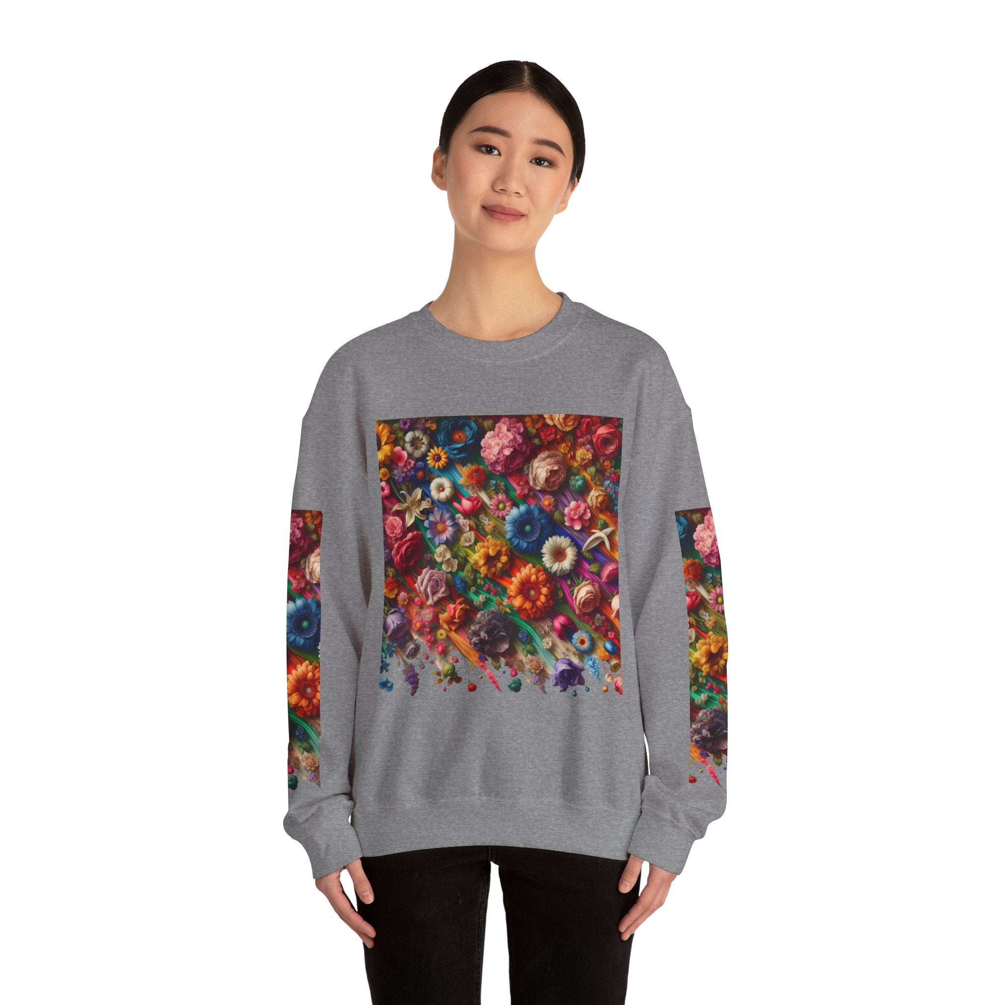Vibrant Floral Sweatshirt, Colorful Crewneck, Cozy Unisex Pullover, Artistic Gift, Casual Style