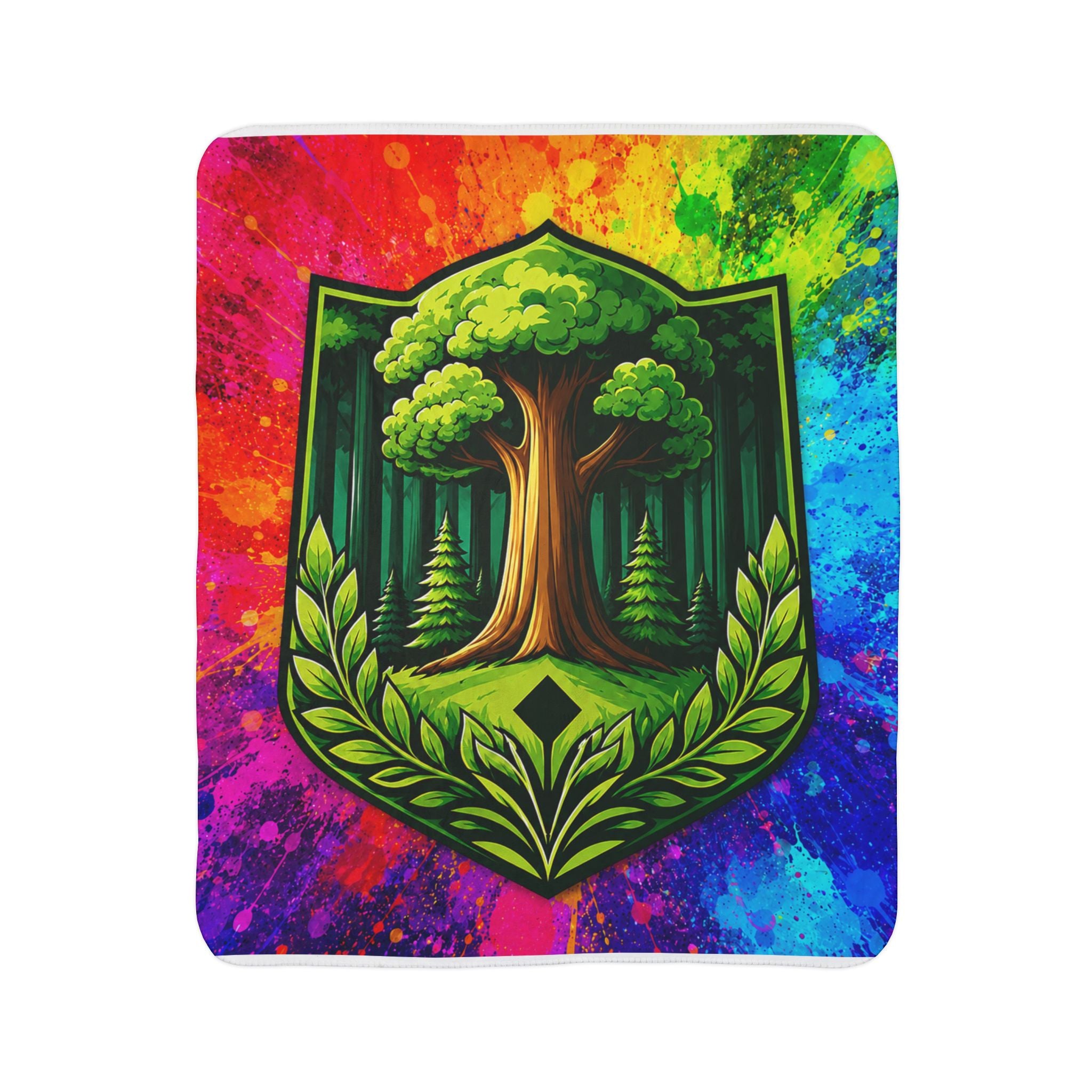 Forest Crest Sherpa Blanket — Rainbow Tie-Dye Fleece Throw