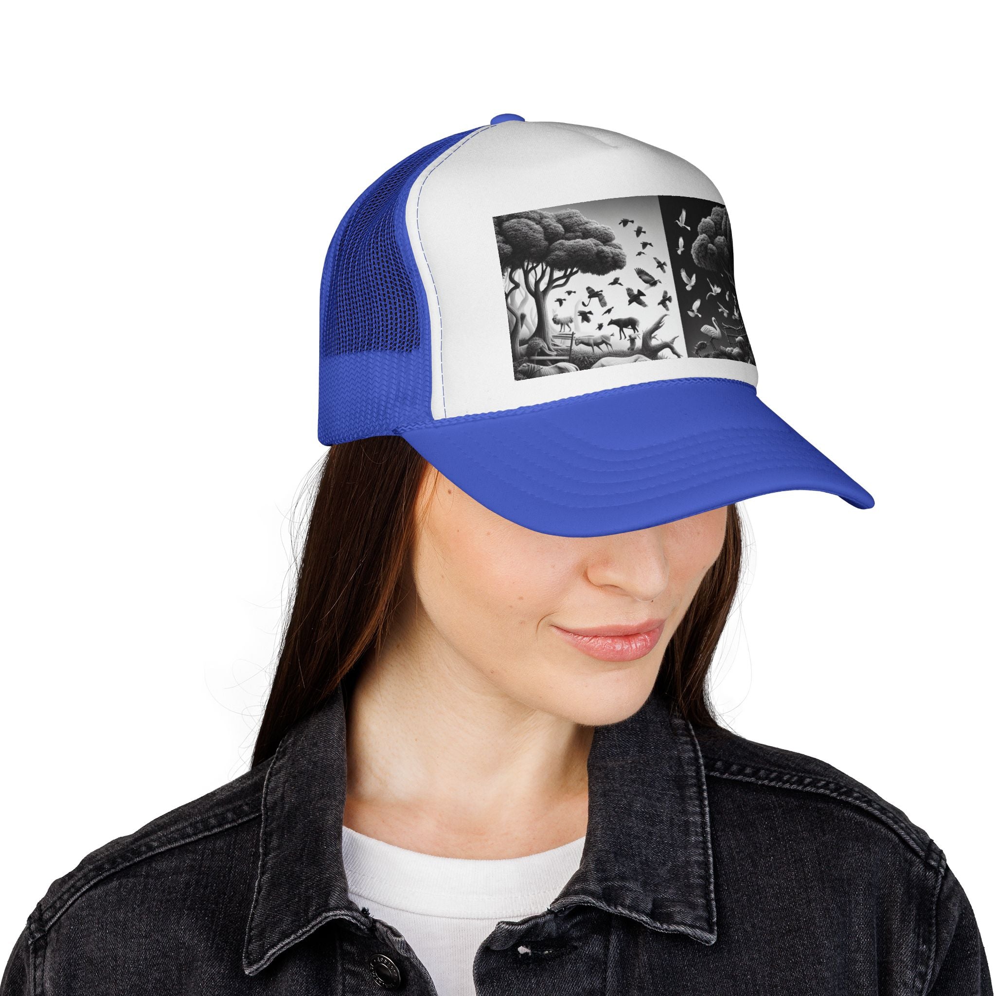 Stylish Nature-Themed Trucker Cap, Outdoor Accessories, Unisex Headwear, Summer Fashion, Gift for Nature Lovers, Camping Hat