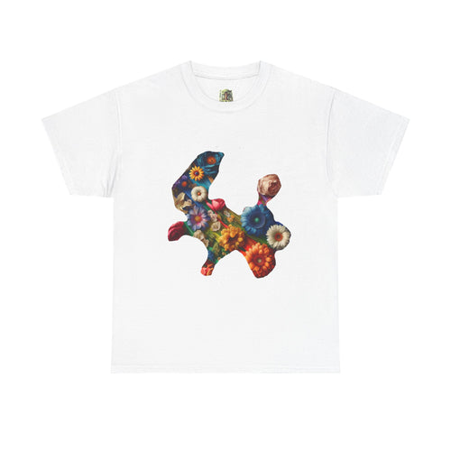 Floral Rabbit Tee, Unisex Art Tee, Cute Graphic T-Shirt, Casual Gift, Spring Outfit, Botanical Shirt