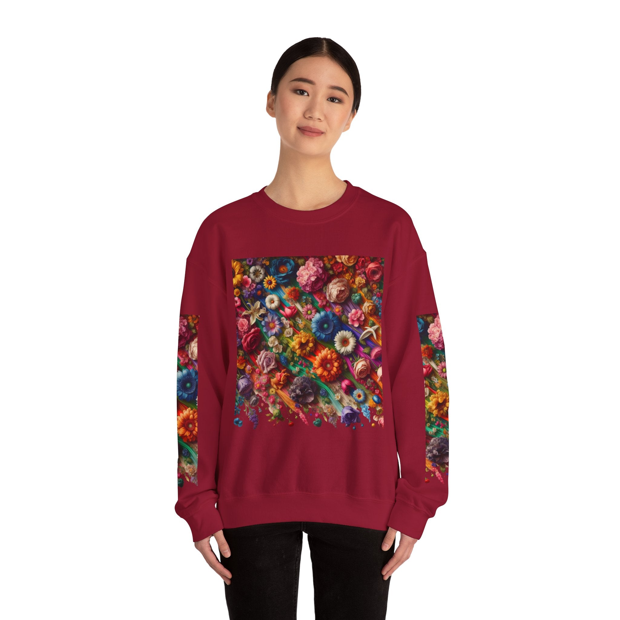 Vibrant Floral Sweatshirt, Colorful Crewneck, Cozy Unisex Pullover, Artistic Gift, Casual Style