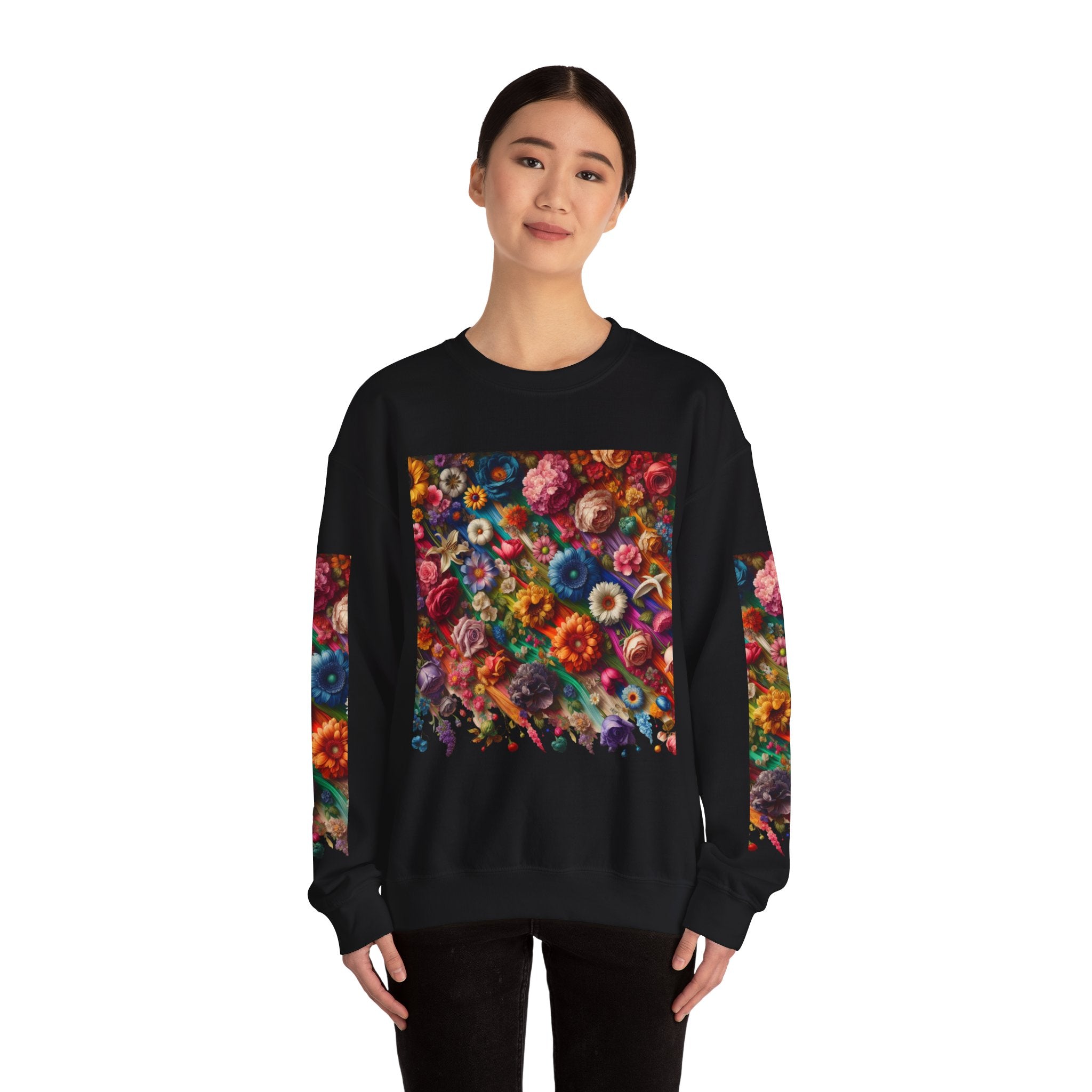 Vibrant Floral Sweatshirt, Colorful Crewneck, Cozy Unisex Pullover, Artistic Gift, Casual Style
