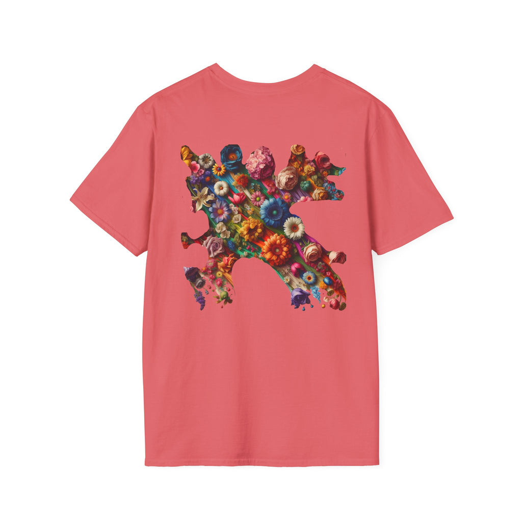 Vibrant Floral Graphic Tee, Unisex Softstyle T-Shirt for Nature Lovers, Art Enthusiasts, Gift for Her, Gift for Him