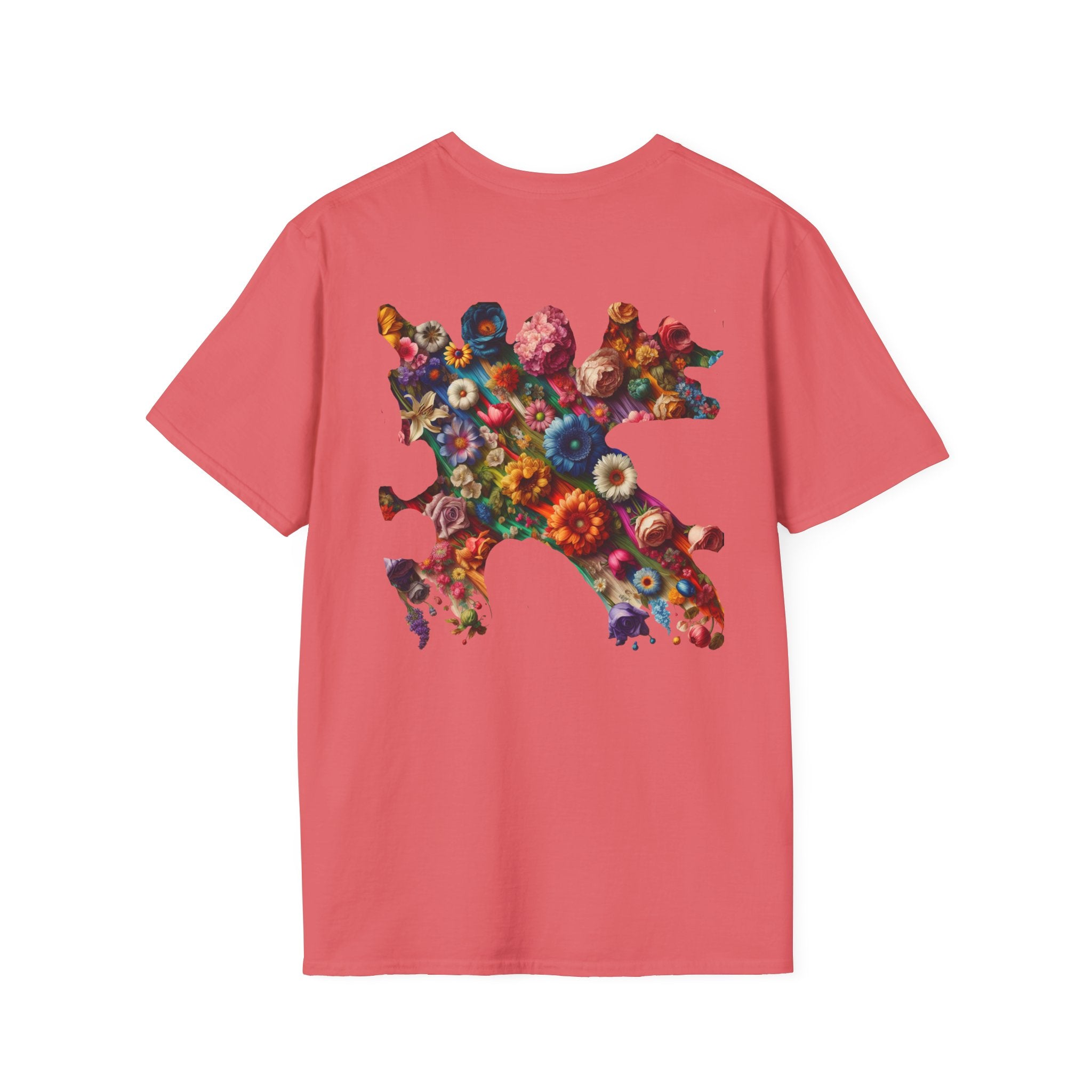 Vibrant Floral Graphic Tee, Unisex Softstyle T-Shirt for Nature Lovers, Art Enthusiasts, Gift for Her, Gift for Him