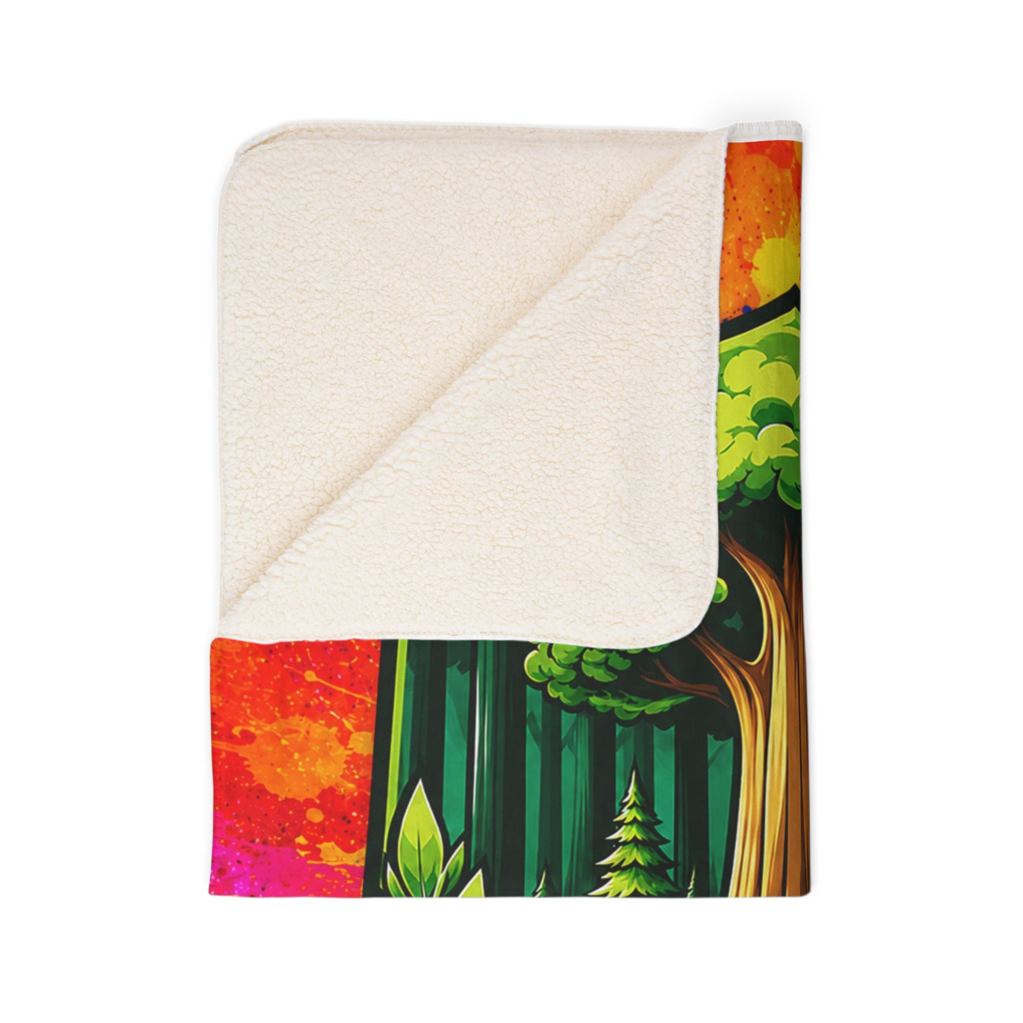 Forest Crest Sherpa Blanket — Rainbow Tie-Dye Fleece Throw