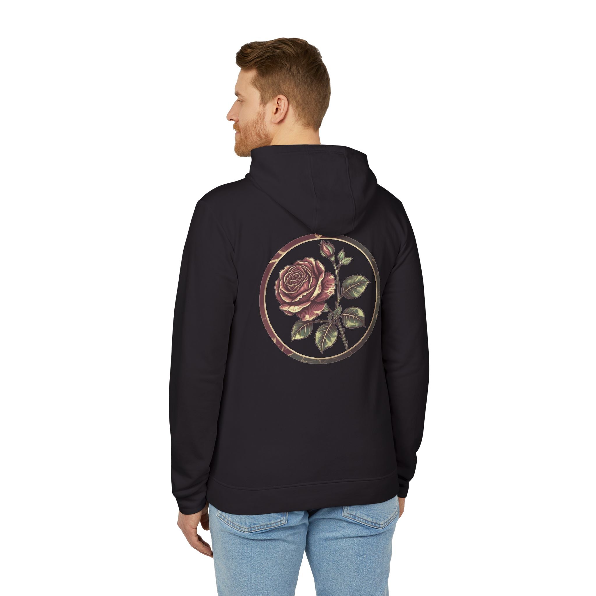 Artistic Rose Graphic Fleece Hoodie, Cozy Unisex Hoodie, Spring Fashion Hoodie, Casual Wear Hoodie, Gift for Her