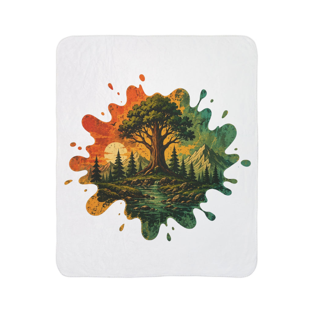Nature Splash Sherpa Blanket — Tree & Forest Scenic Fleece Throw