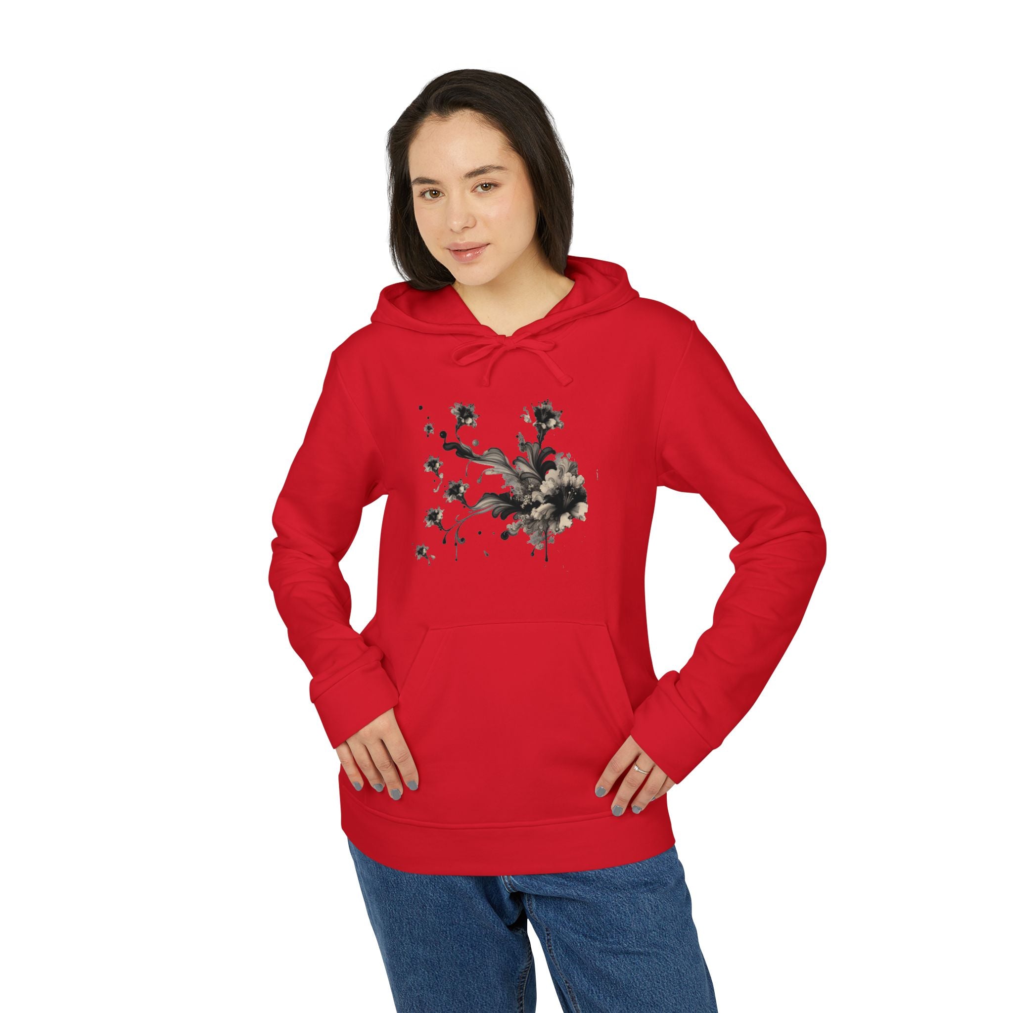 Artistic Rose Graphic Fleece Hoodie, Cozy Unisex Hoodie, Spring Fashion Hoodie, Casual Wear Hoodie, Gift for Her