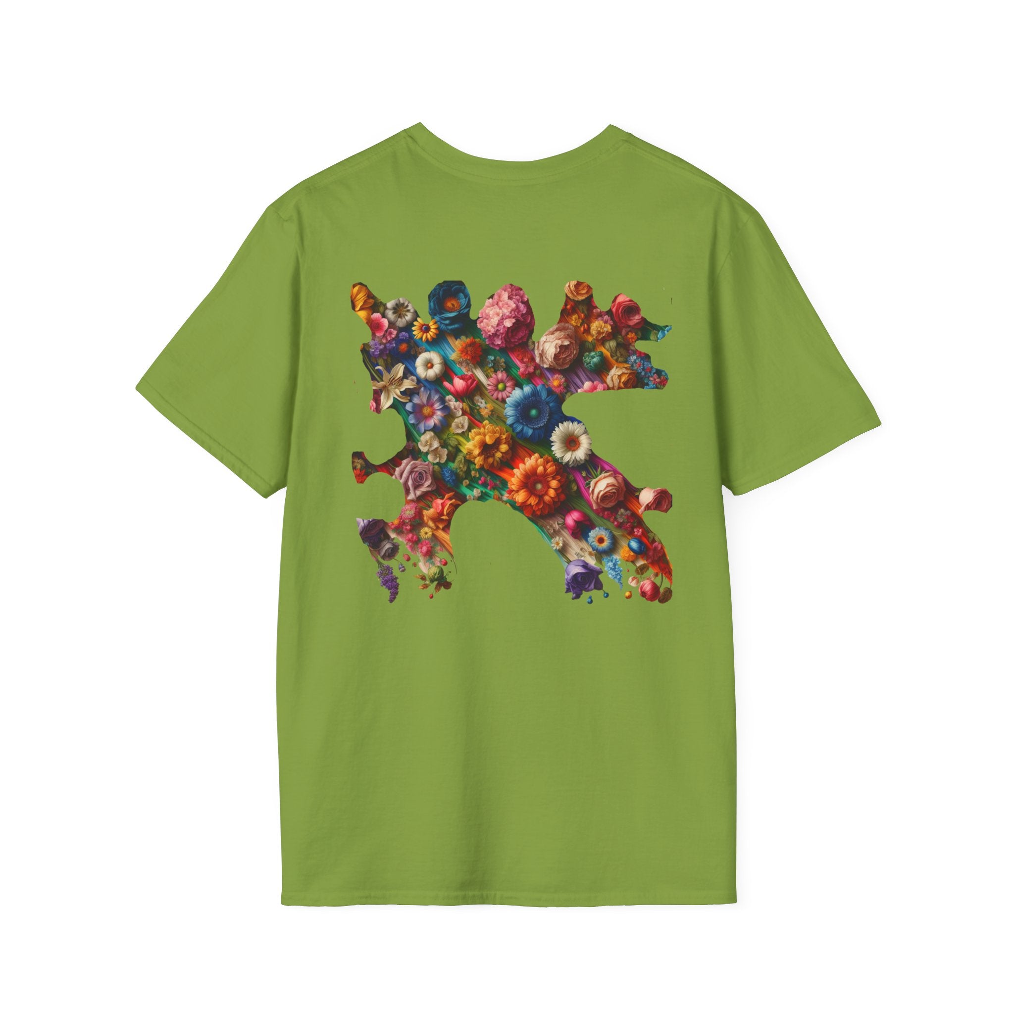 Vibrant Floral Graphic Tee, Unisex Softstyle T-Shirt for Nature Lovers, Art Enthusiasts, Gift for Her, Gift for Him