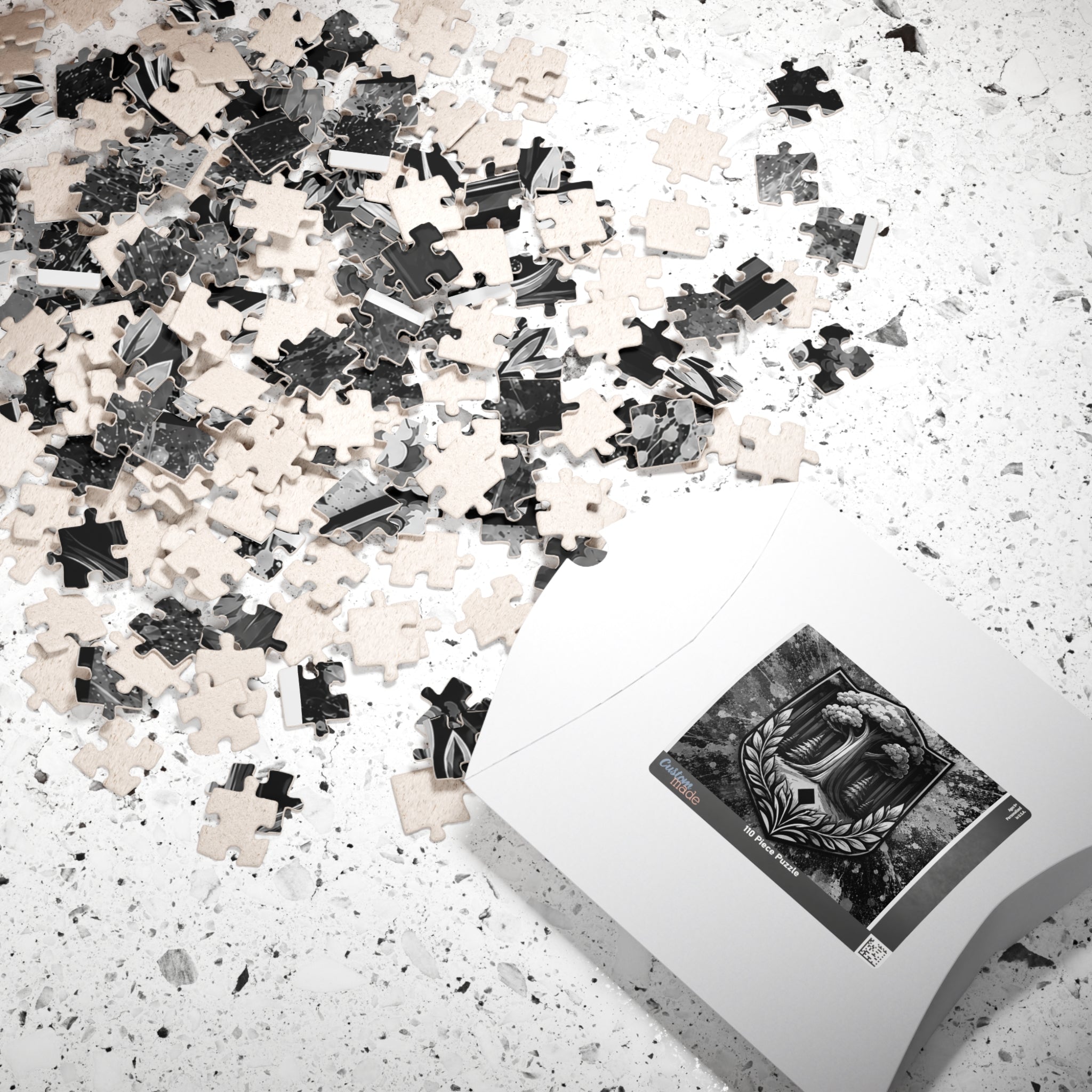 Vintage Black & White Nature Drops Puzzle — 110/252/520/1014-Piece